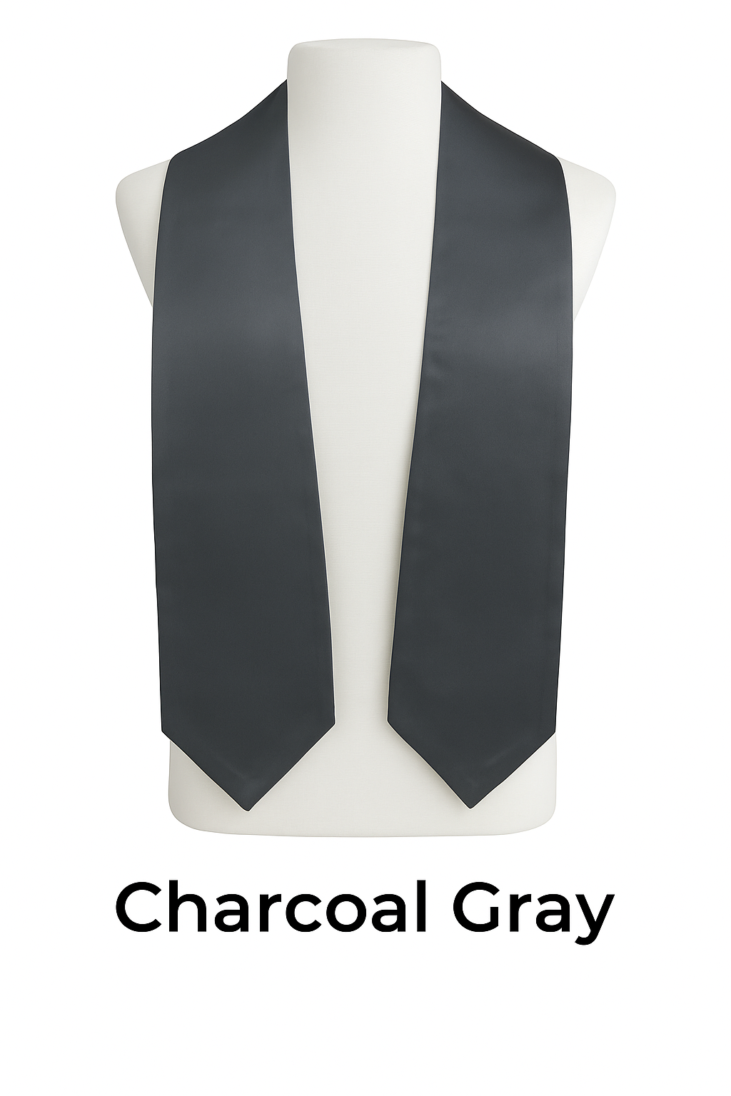 Charcoal Gray Graduation Stole | Pointed Graduation Stole | College & High School Stoles