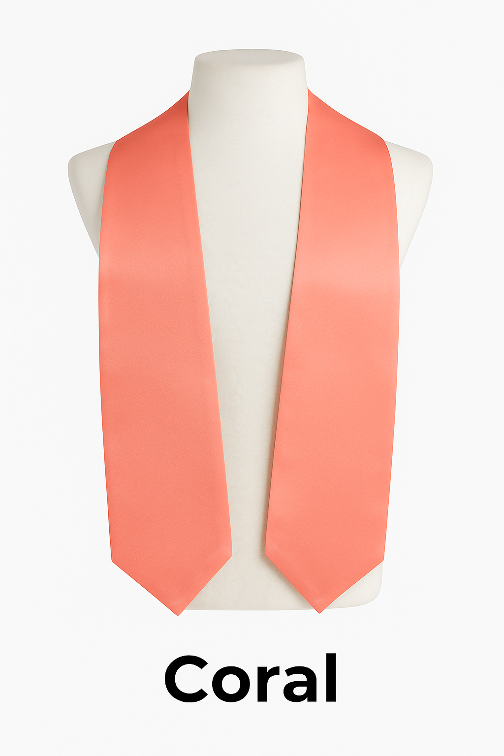 Coral Graduation Stole | Pointed Graduation Stole | College & High School Stoles