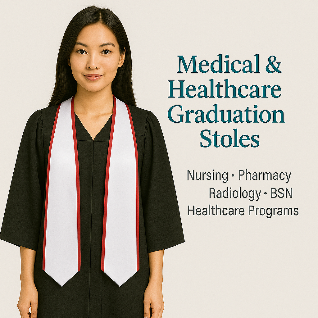 🩺 Medical & Healthcare Graduation Stoles, Nursing Stoles — 31 Custom Colors Available | Grad Sash Co