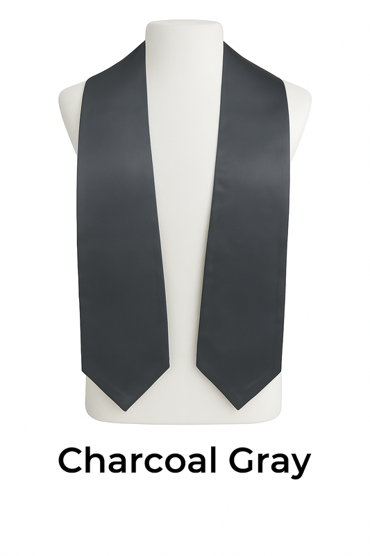 Charcoal Gray Graduation Stole | Pointed Graduation Stole | College & High School Stoles
