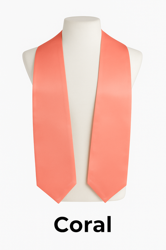 Coral Graduation Stole | Pointed Graduation Stole | College & High School Stoles
