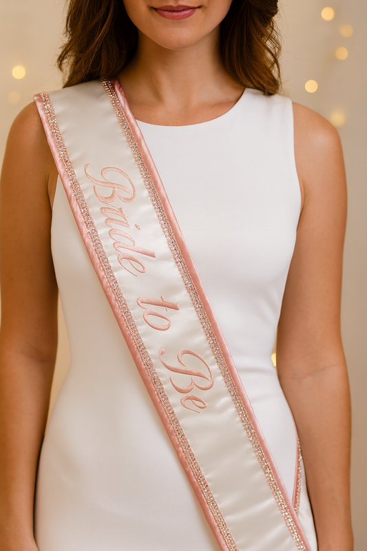 Bride To Be Sparkle Dot Pageant Sash – Custom Lined Luxury Satin with Rhinestone Shine